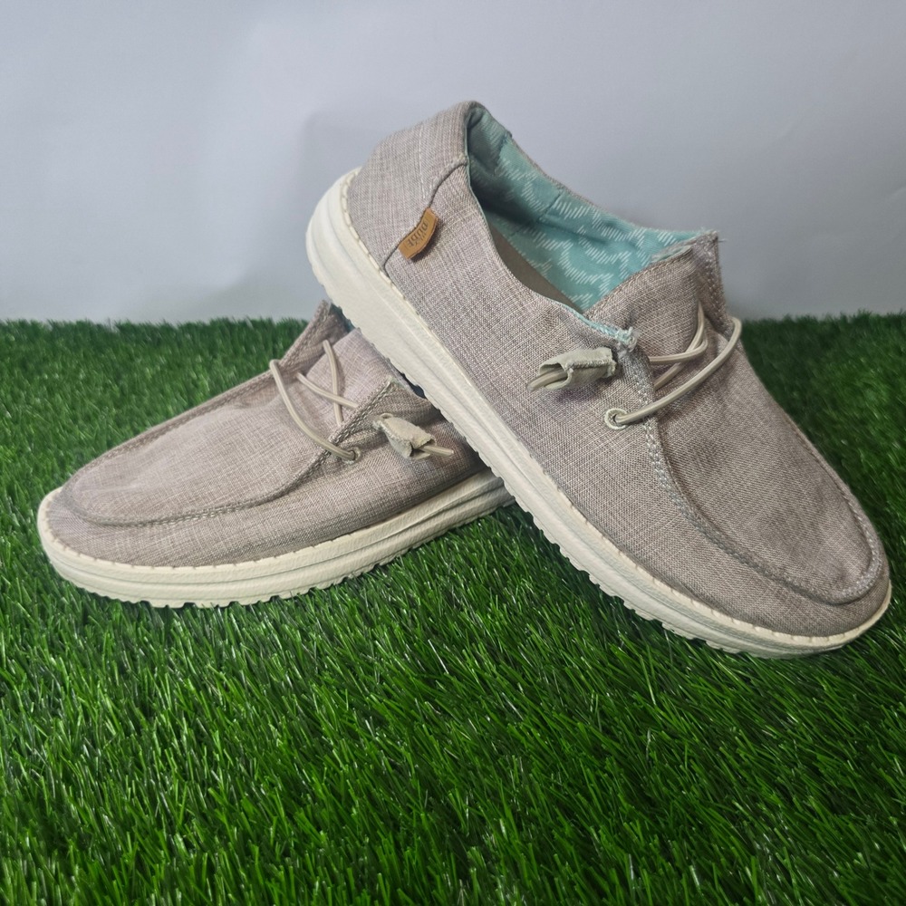 Hey Dude Size 6 Grey Wendy Chambray Loafers Womens Lightweight Slip On Shoes